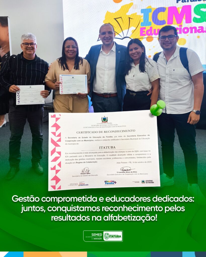 Itatuba é Reconhecida pelo Governo do Estado pelos avanços na alfabetização Infantil